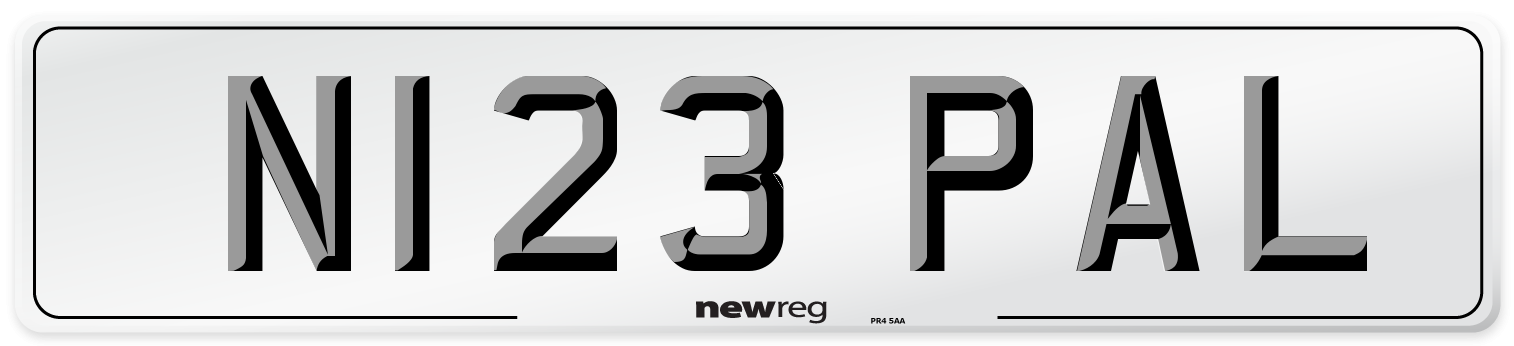 N123 PAL Number Plate from New Reg